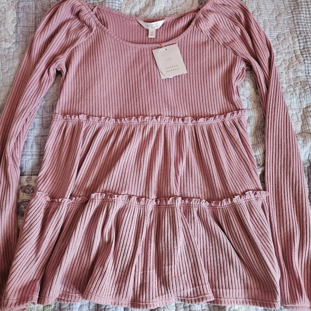 NWT Lauren Conrad Pink Peplum Sweater Size Small